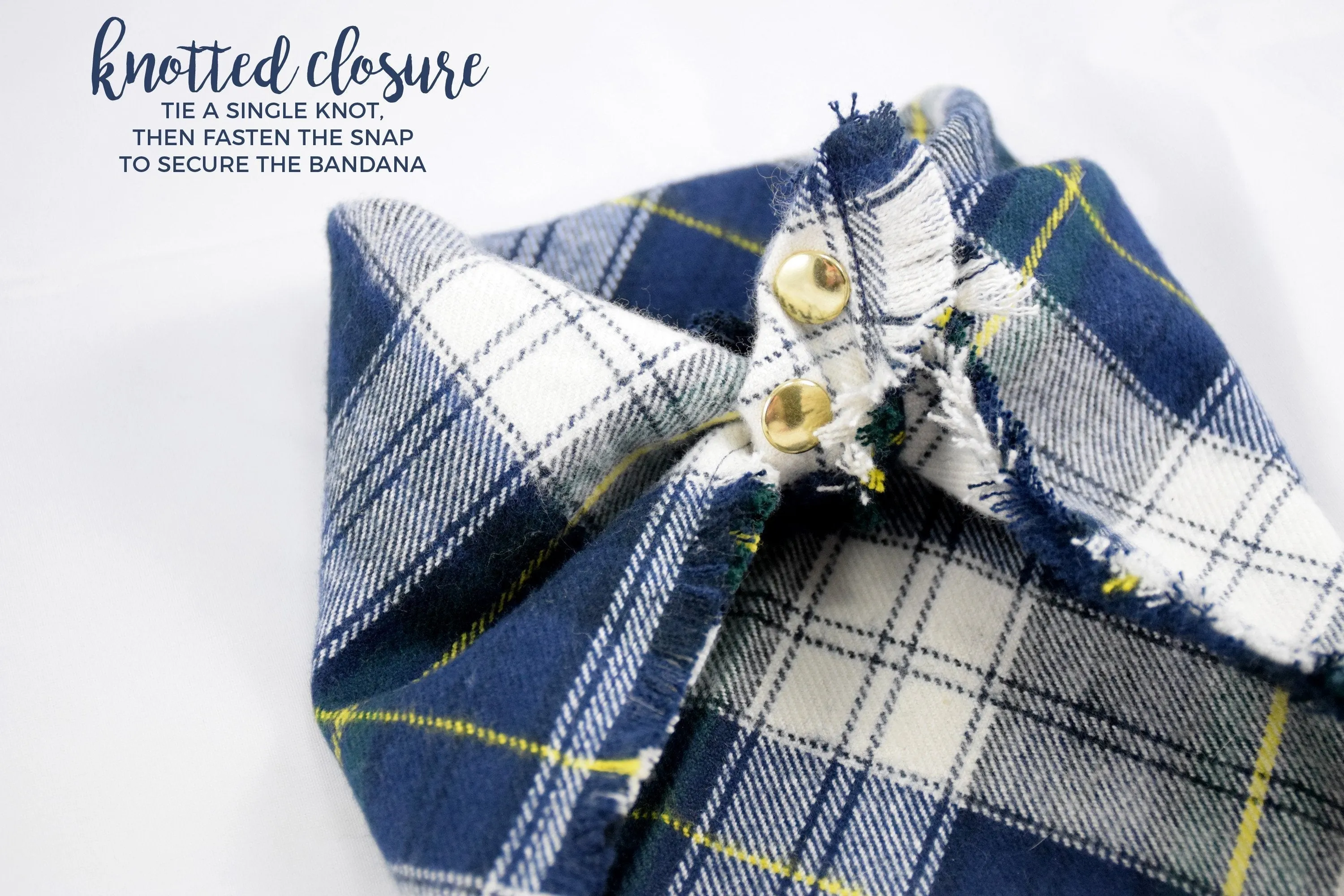 SAPPHIRE Fringed Flannel Dog Bandana - Snap/Tie On Cotton Scarf