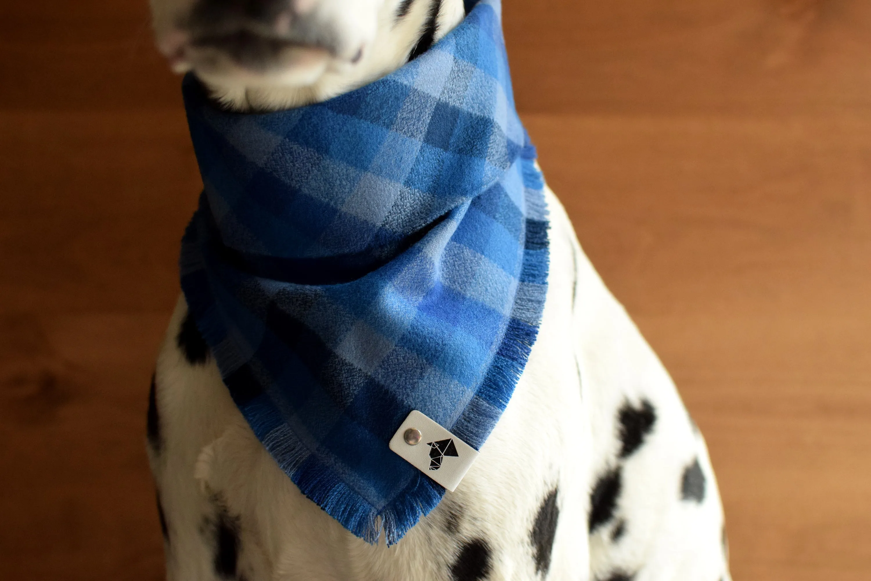 SAPPHIRE Fringed Flannel Dog Bandana - Snap/Tie On Cotton Scarf