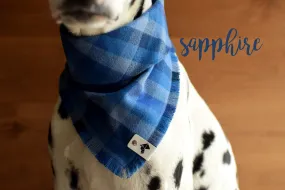 SAPPHIRE Fringed Flannel Dog Bandana - Snap/Tie On Cotton Scarf