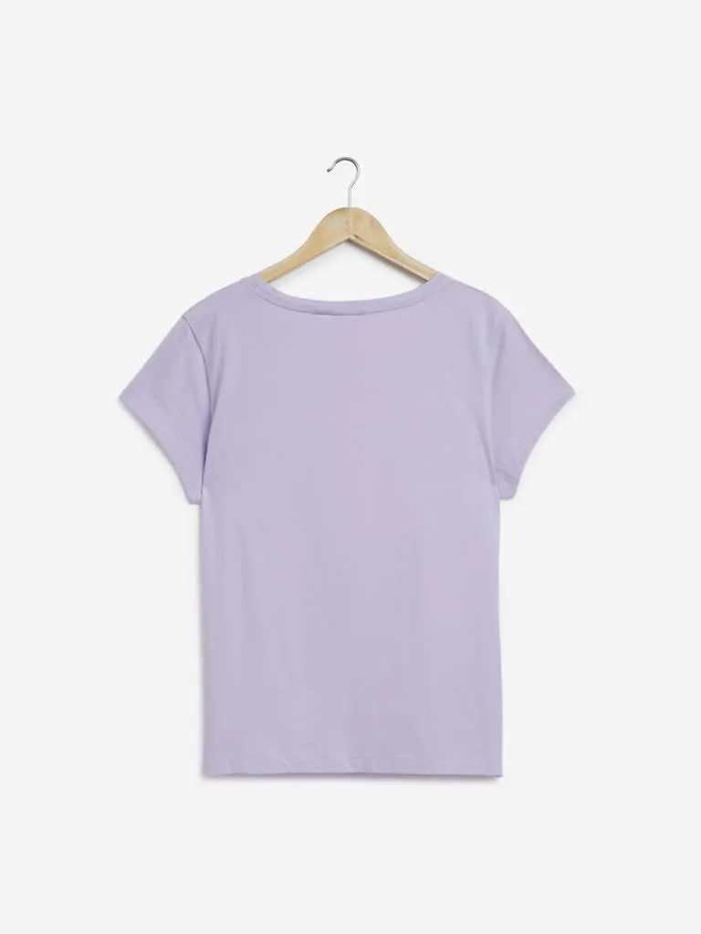 Sassy Soda Curves Lilac Text Design Edna T-Shirt