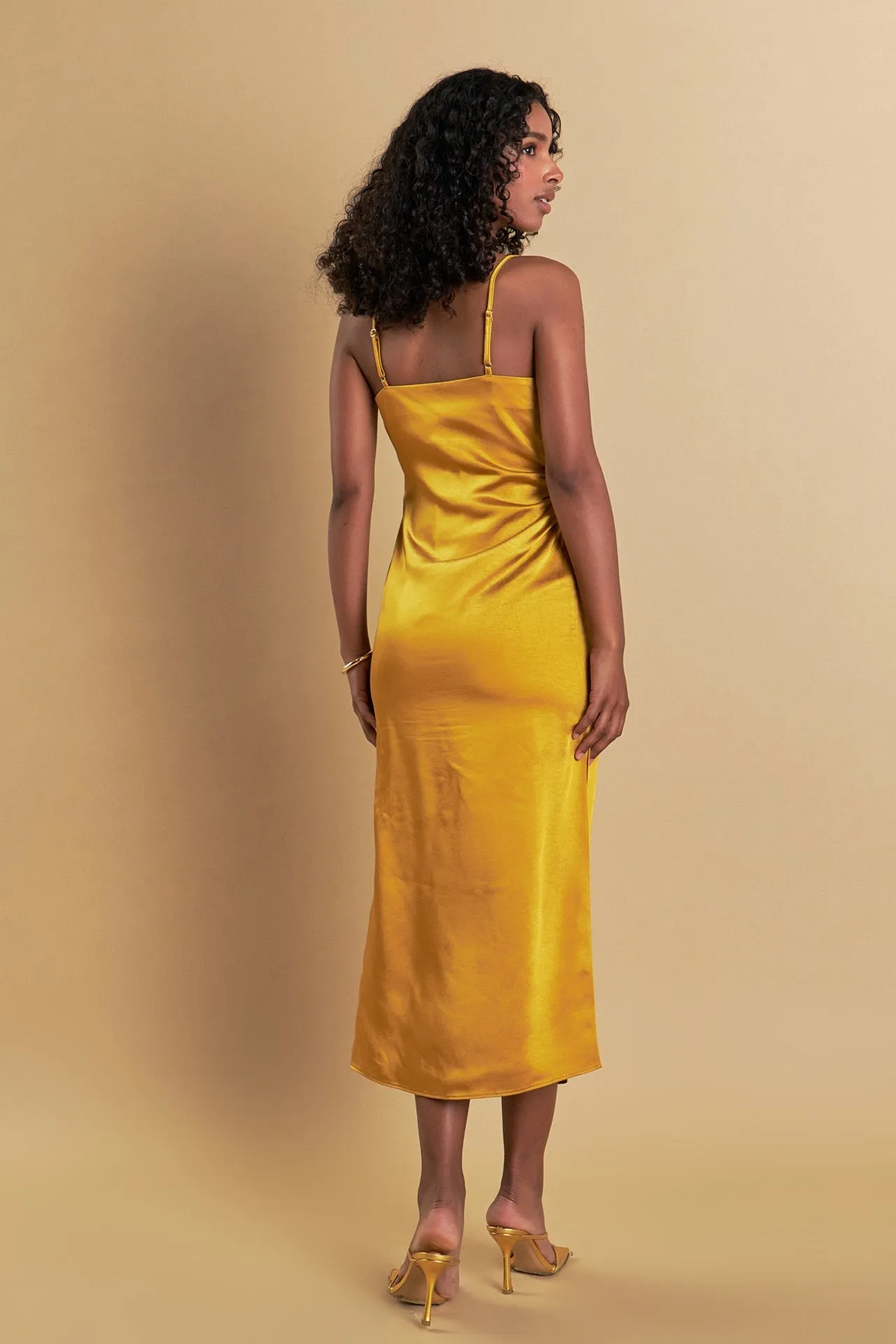Satin Wrap Midi Dress