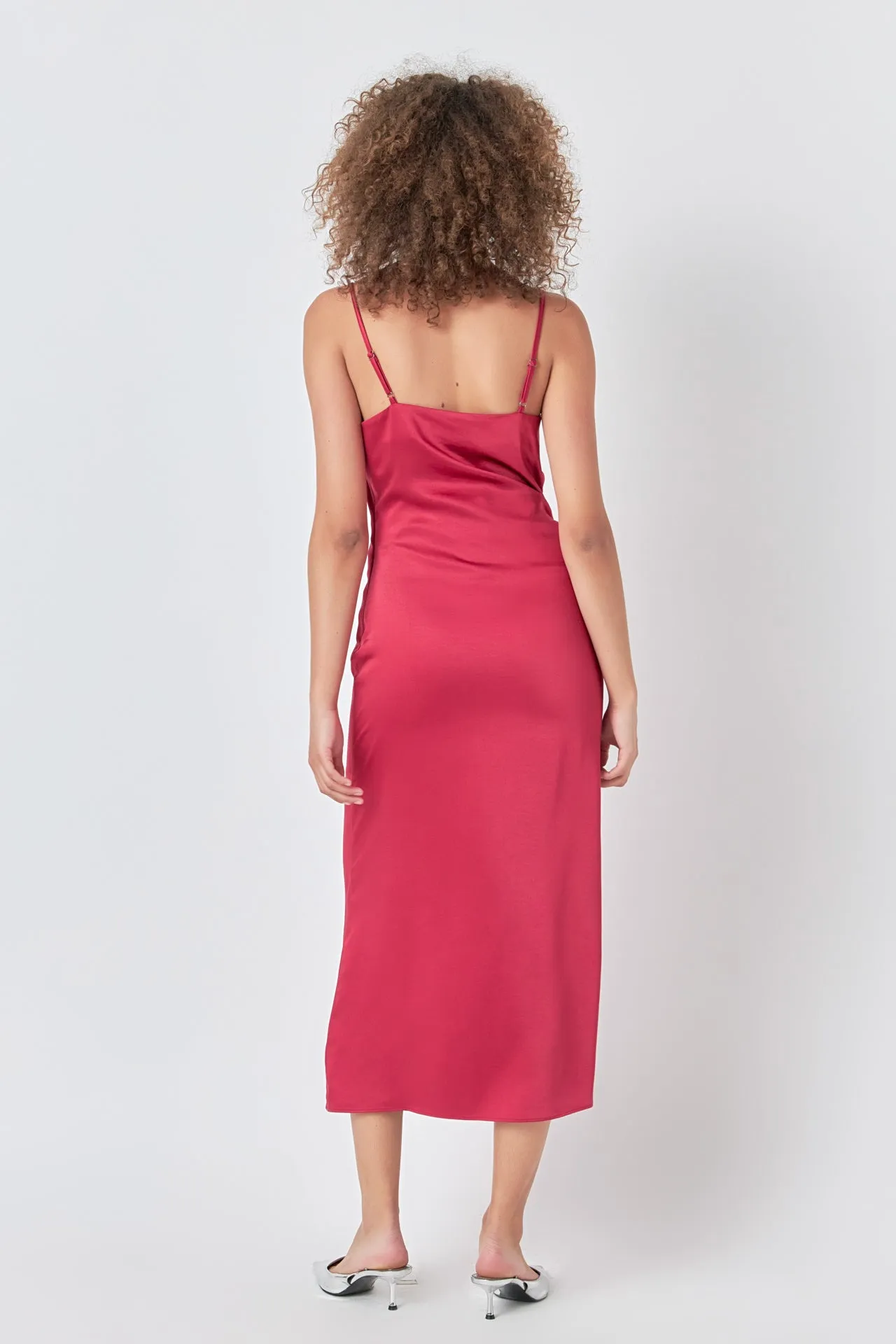 Satin Wrap Midi Dress