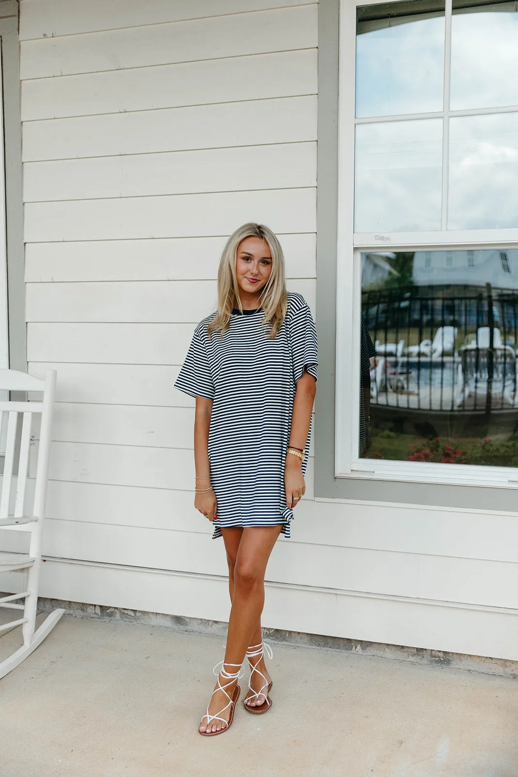 Sienna Stripe Mini Dress - Navy