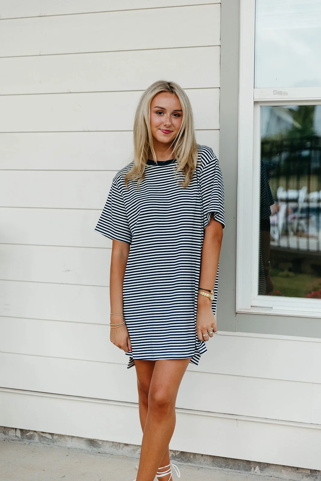 Sienna Stripe Mini Dress - Navy