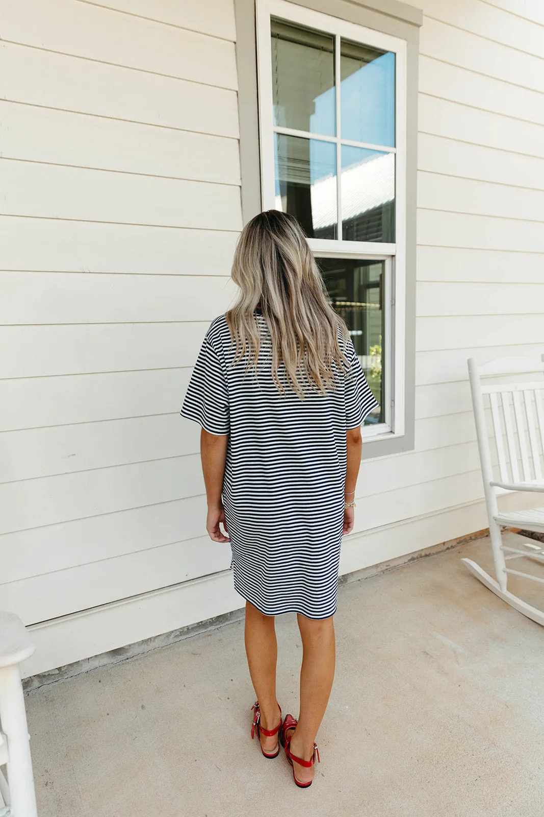 Sienna Stripe Mini Dress - Navy