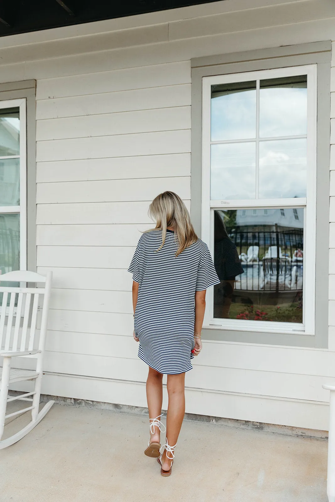 Sienna Stripe Mini Dress - Navy