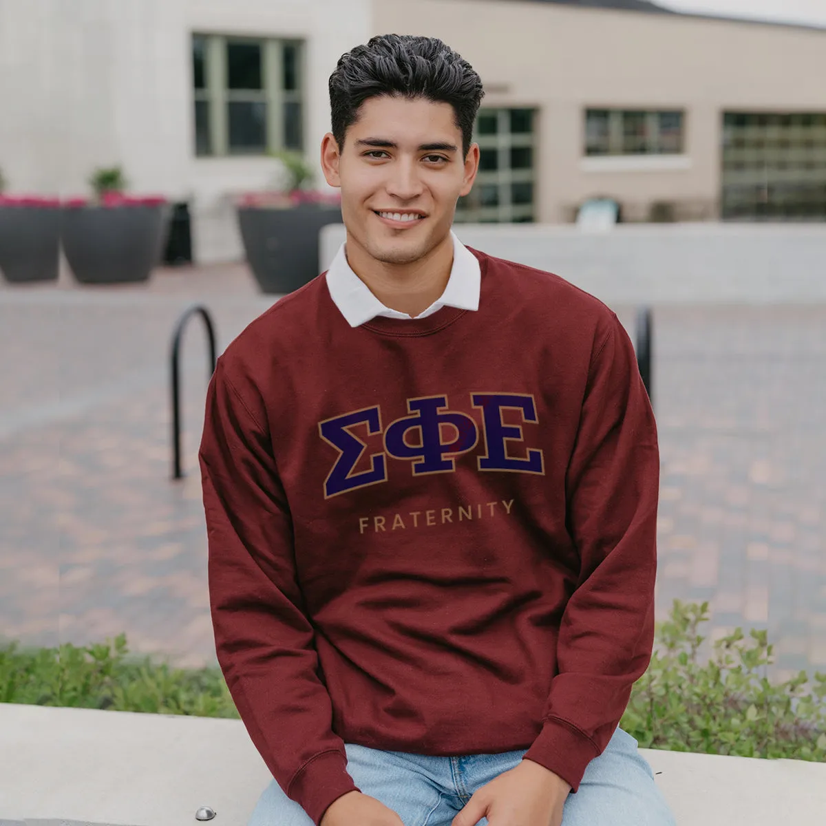 SigEp Maroon Old School Crewneck