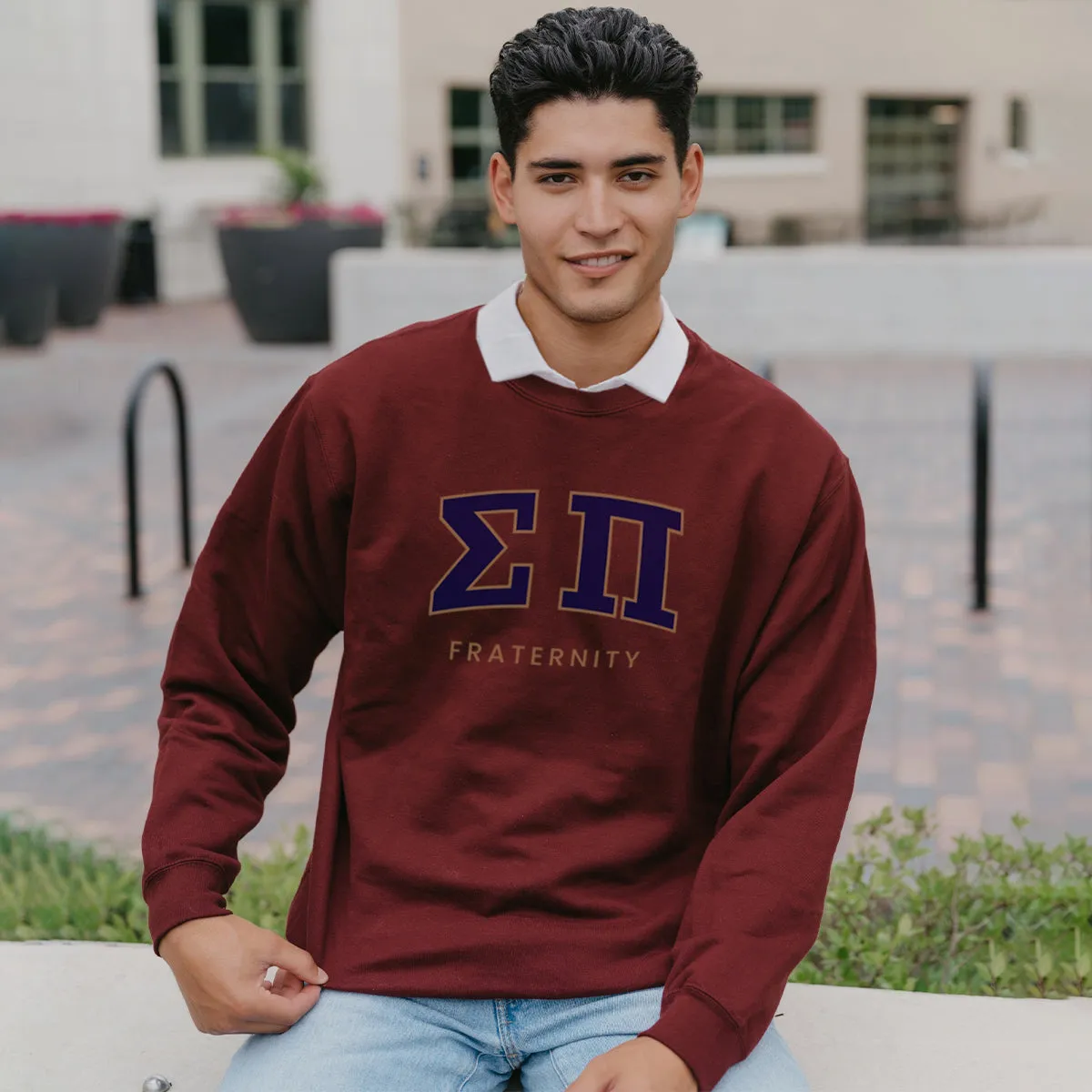 Sigma Pi Maroon Old School Crewneck