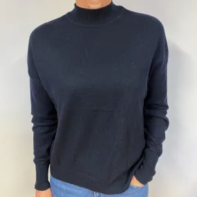 Slouchy Iris & Ink Cashmere Dark Navy Turtle Neck Jumper Medium