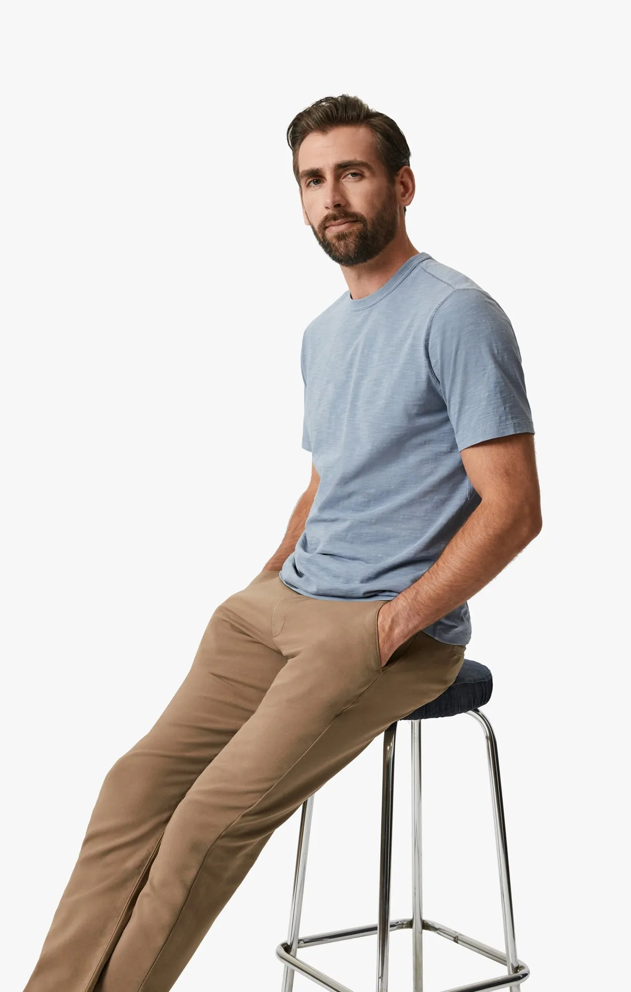 Slub Crew Neck T-Shirt In Vintage Indigo
