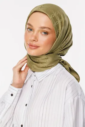 Soft Green London Pattern Silky Jacquard Scarf