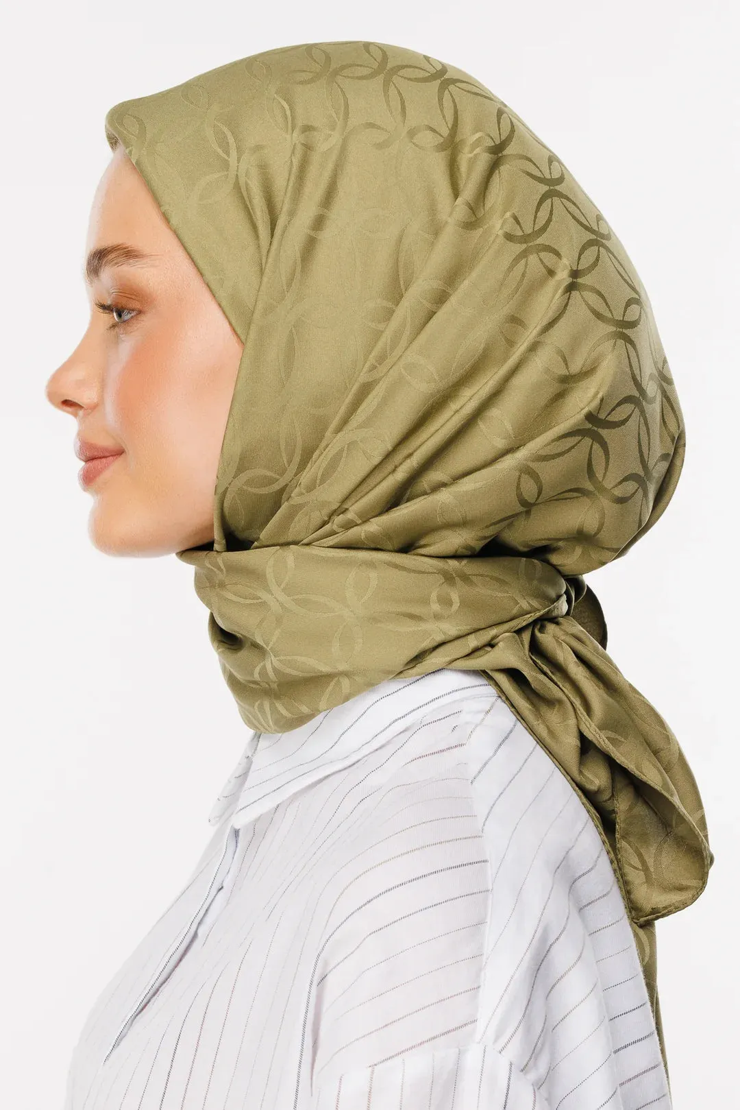 Soft Green London Pattern Silky Jacquard Scarf