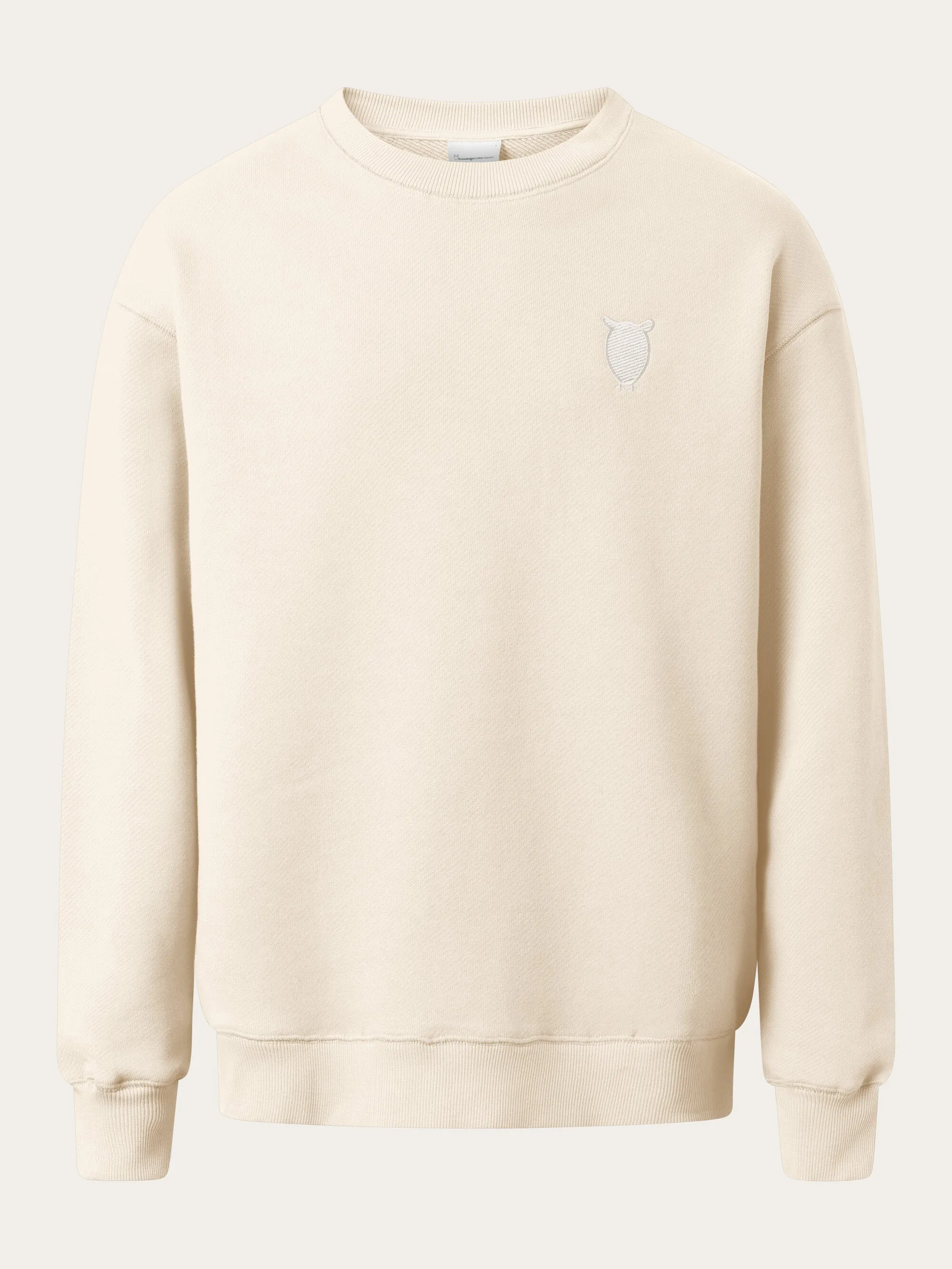 Straight fit sweat with embroidery at chest - Buttercream
