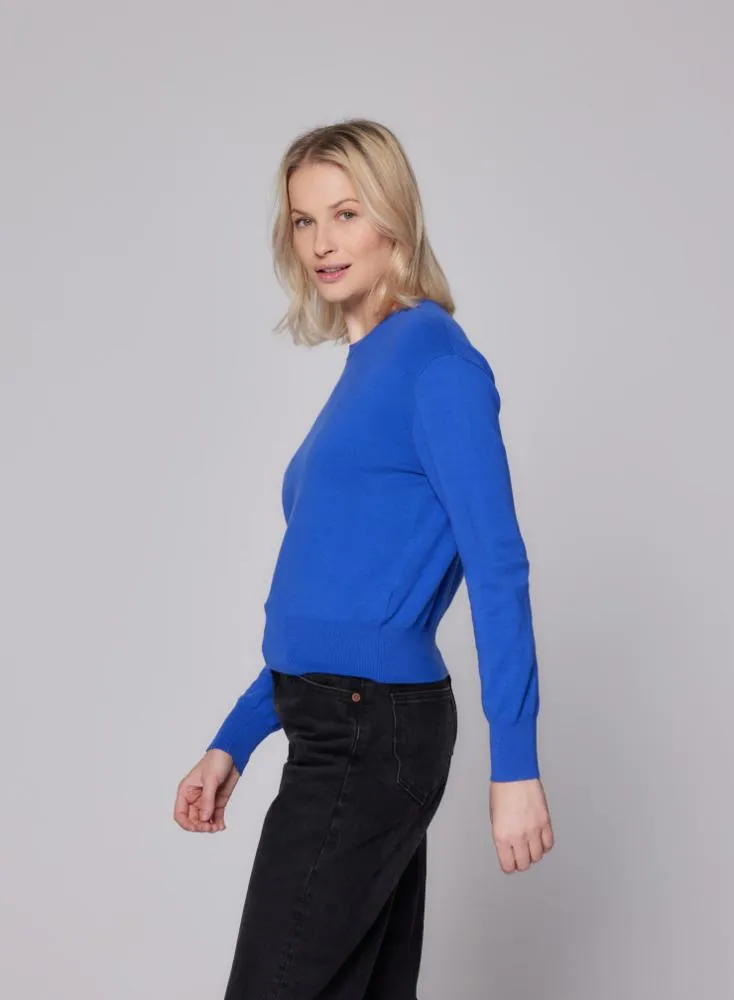 Stretch Organic Cotton Knit Long Sleeve Crewneck