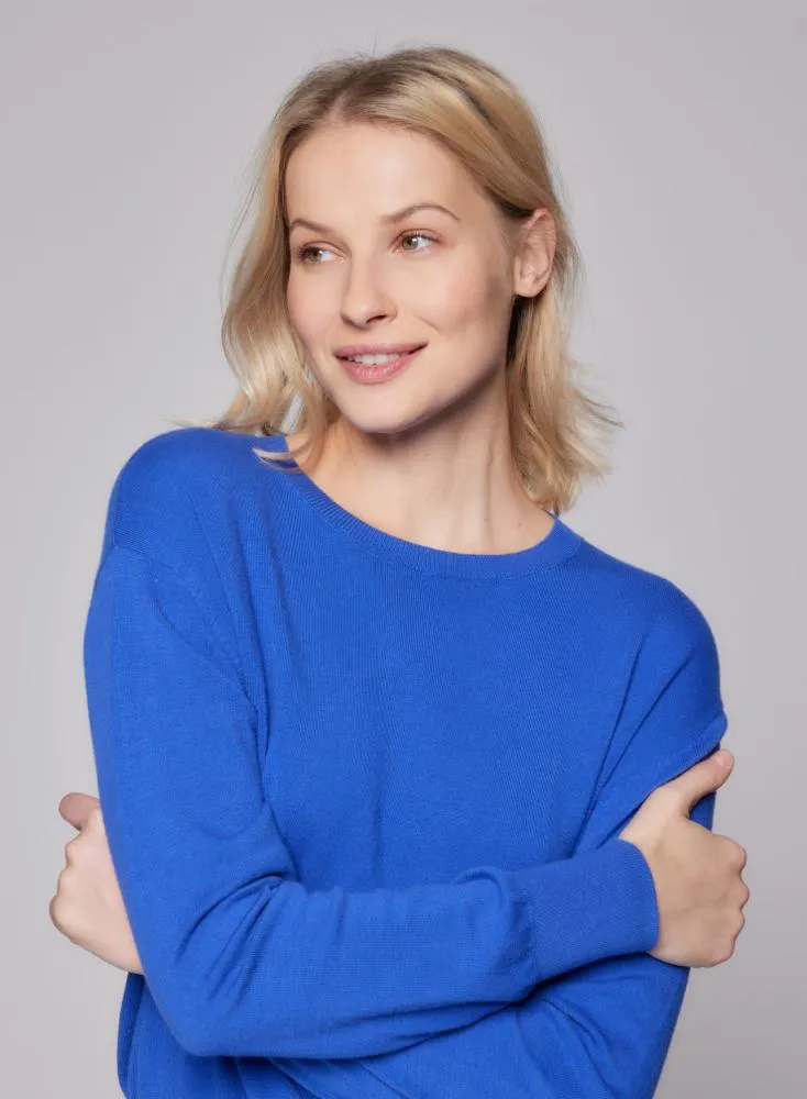 Stretch Organic Cotton Knit Long Sleeve Crewneck
