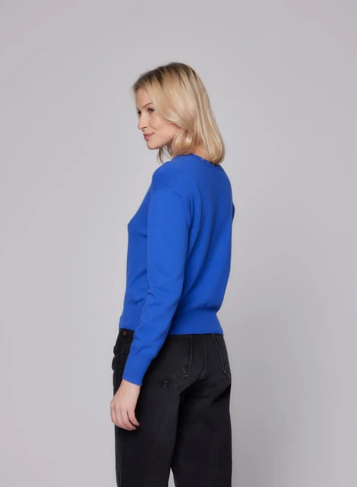 Stretch Organic Cotton Knit Long Sleeve Crewneck