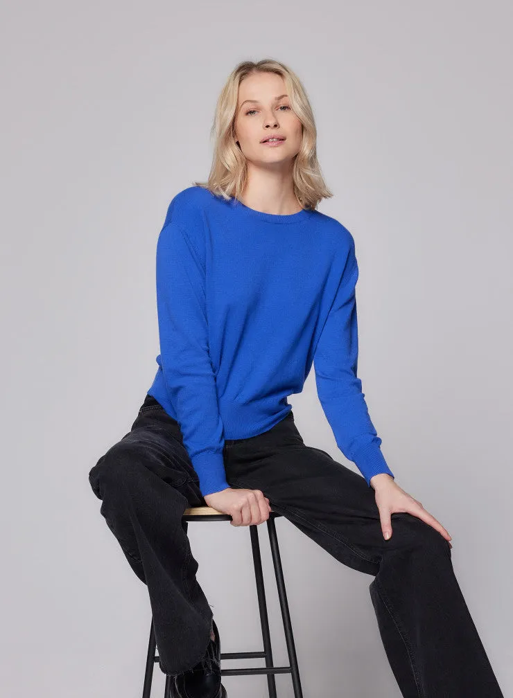 Stretch Organic Cotton Knit Long Sleeve Crewneck
