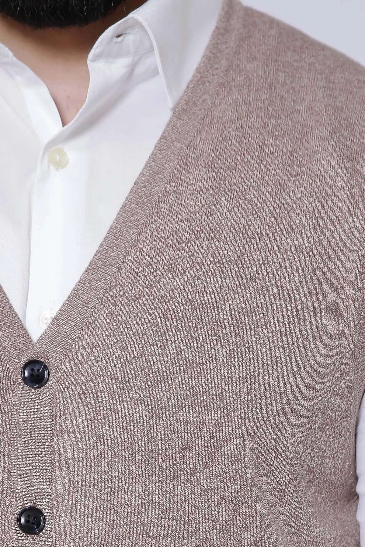 SWEATER CARDIGAN SLEEVE LESS KHAKI