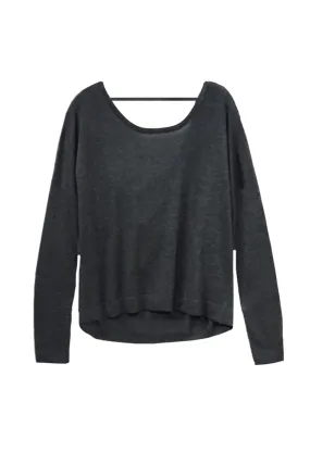 Tencil ™ Cashmere Blend Drape Back Crop Crewneck Sweater