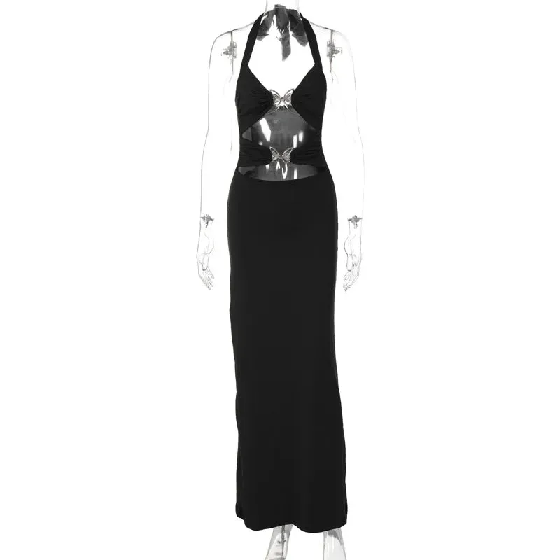 Trendy Hollow Out  Bow Maxi Dress