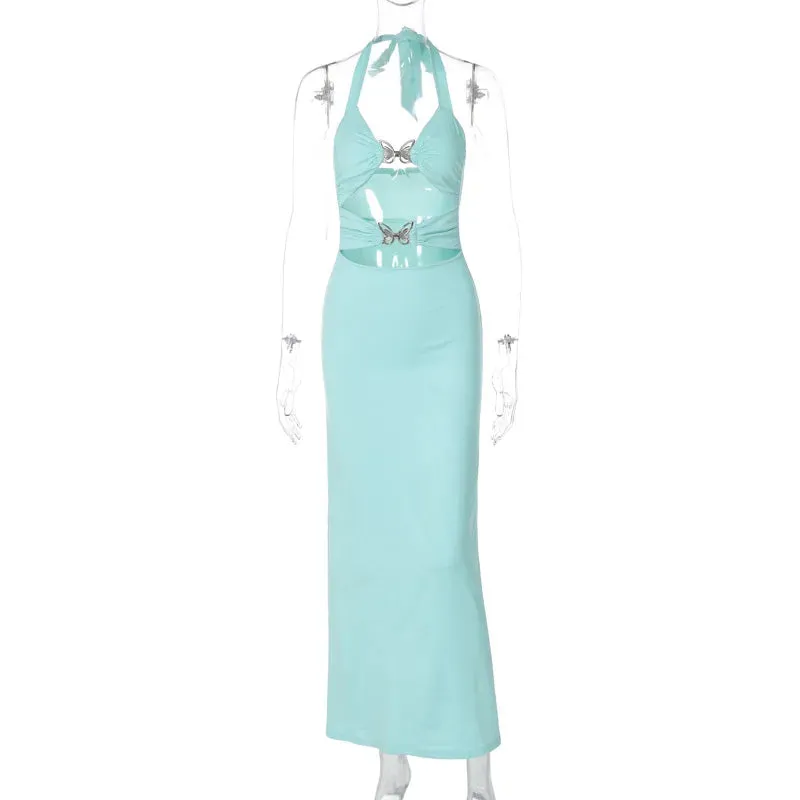 Trendy Hollow Out  Bow Maxi Dress