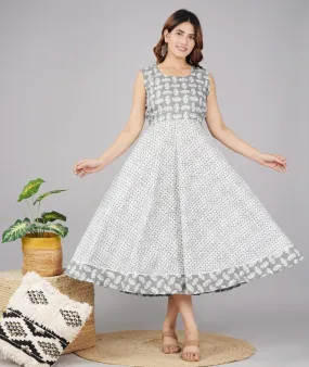 Trendy Women Cotton Maternity Semi-Stitched Fabric Maxi Dress -Free Size A/p