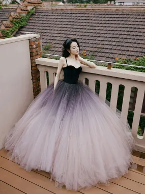 Unique sweetheart neck tulle long prom dress formal evening dress