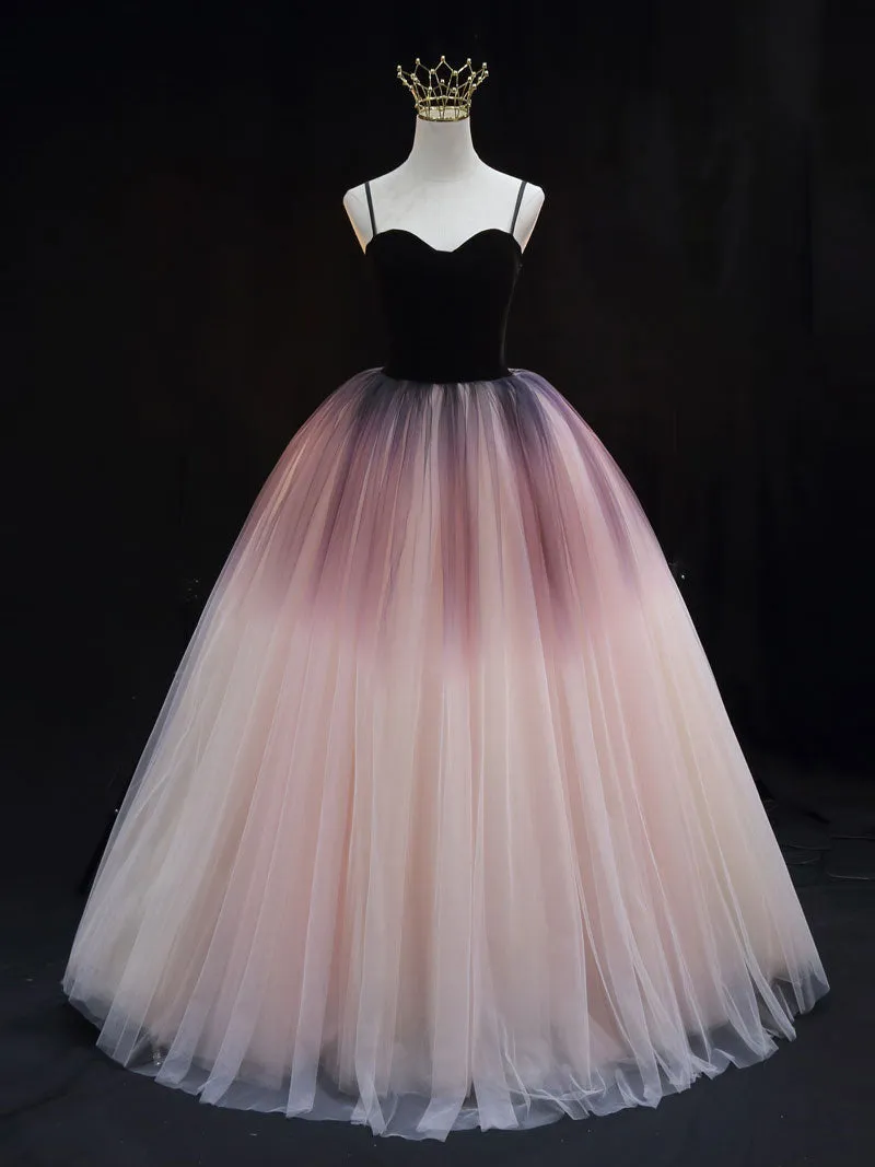 Unique sweetheart neck tulle long prom dress formal evening dress