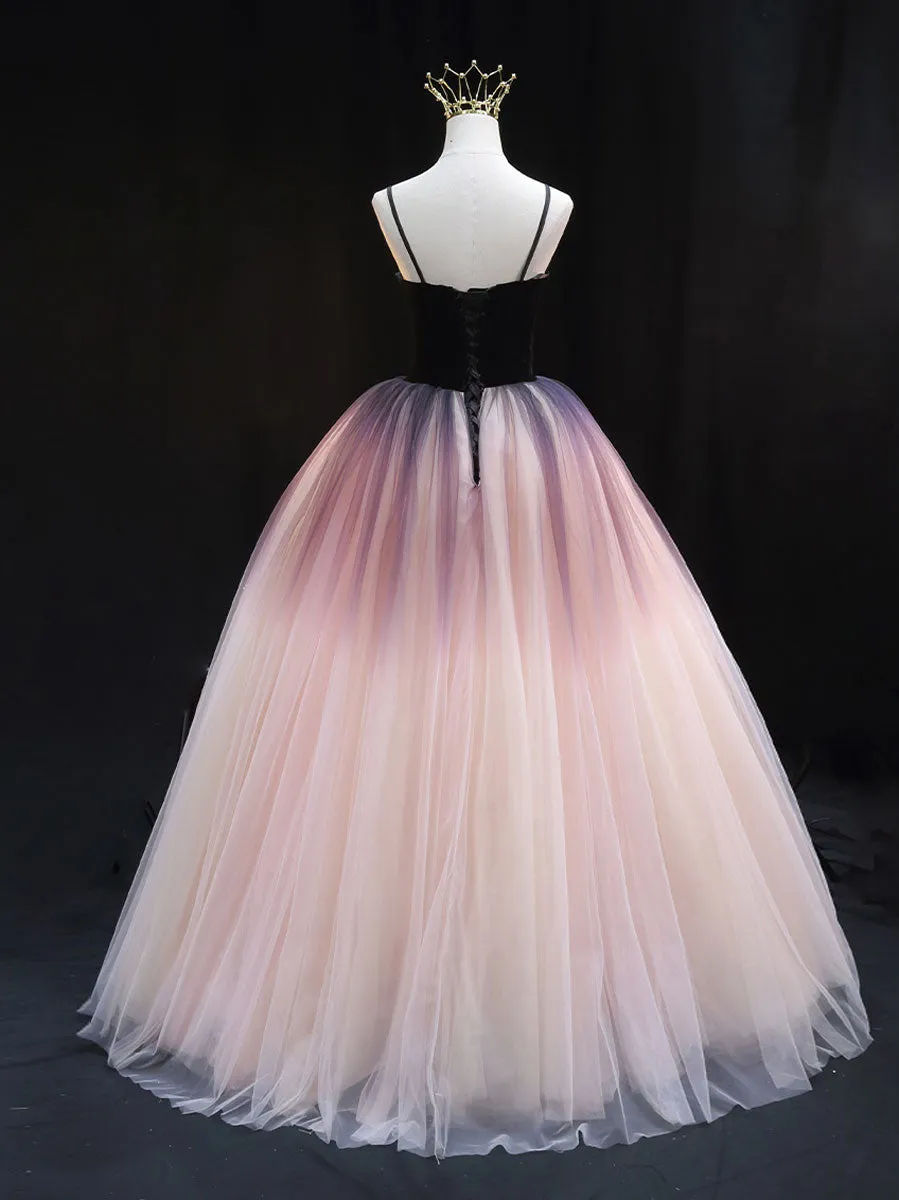 Unique sweetheart neck tulle long prom dress formal evening dress