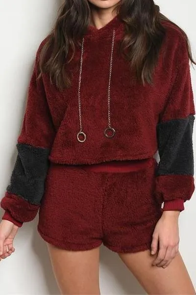 Urban Sunday Fuzzy Hoodie and Shorts Set