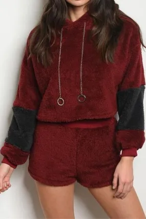 Urban Sunday Fuzzy Hoodie and Shorts Set
