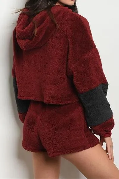 Urban Sunday Fuzzy Hoodie and Shorts Set