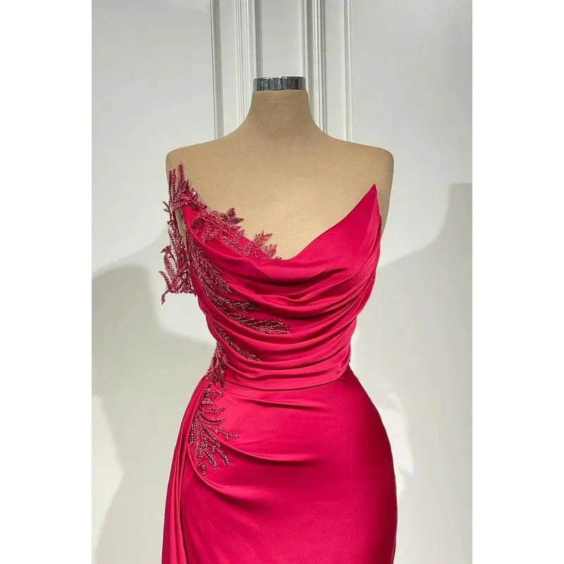 V-neck Sleeveless Ruched Sheath Party Prom Dress With Floral Embroidered