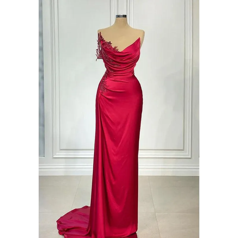 V-neck Sleeveless Ruched Sheath Party Prom Dress With Floral Embroidered