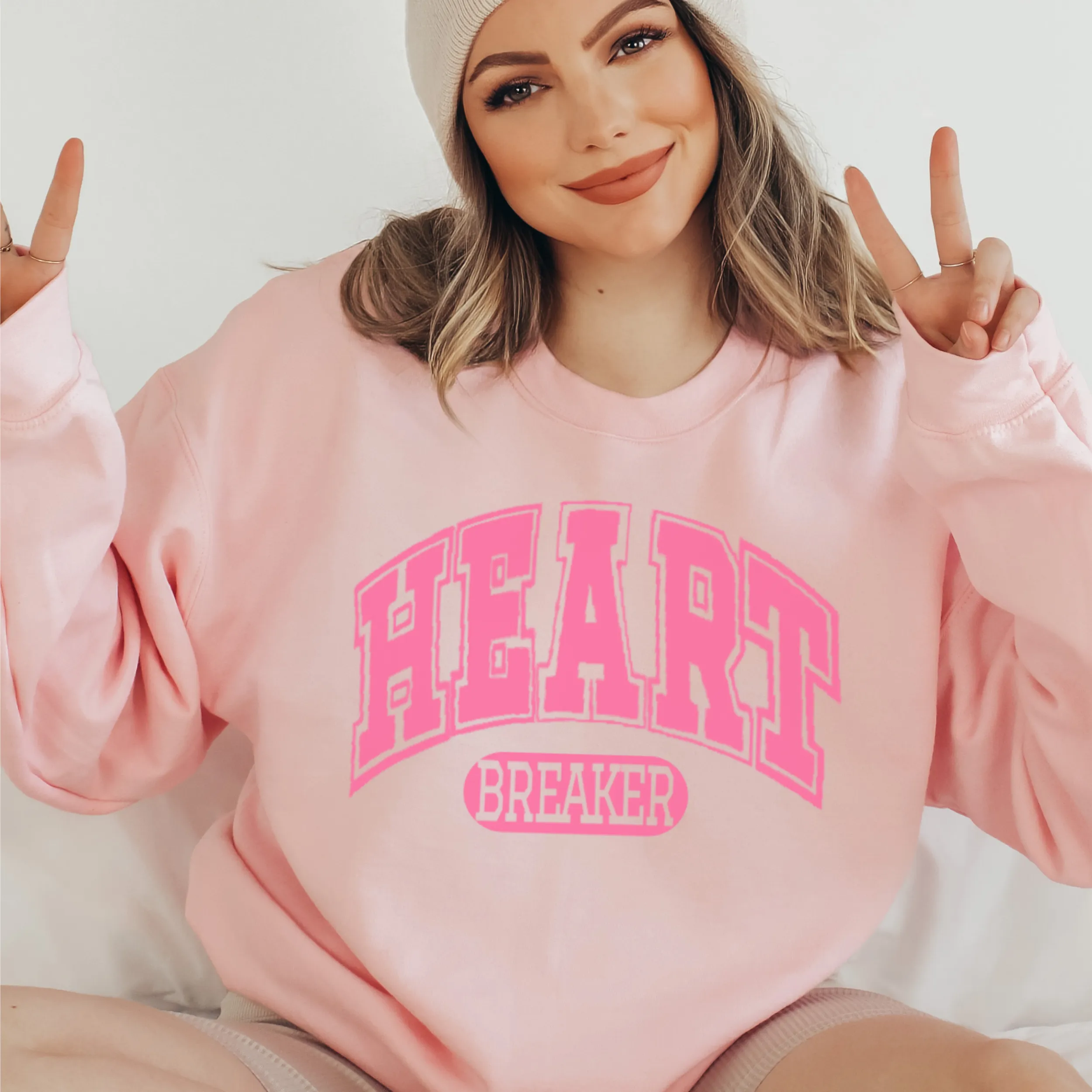 Valentine's Day Varsity Heart Breaker Unisex-Size Crewneck Sweatshirt Valentine's Day Gift for Her, Cozy Winter Pullover
