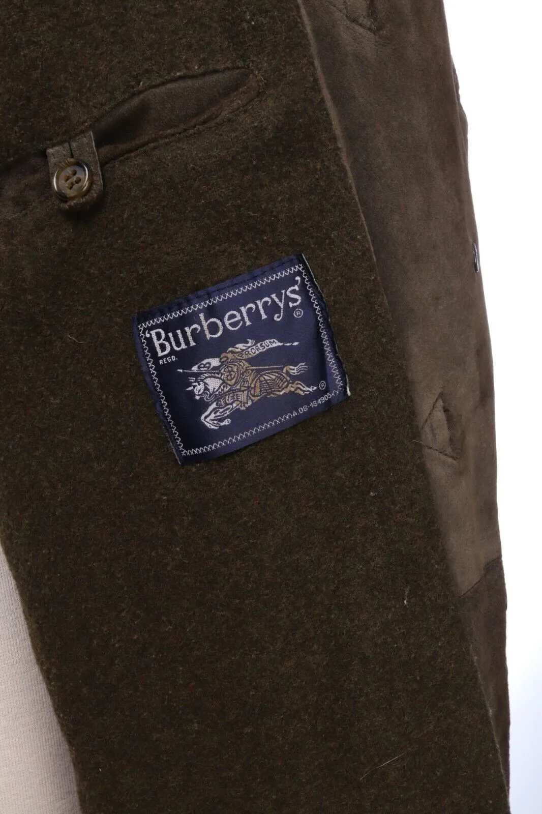 Vintage BURBERRYS Dark Olive Leather Duffle Coat Jacket Size 52