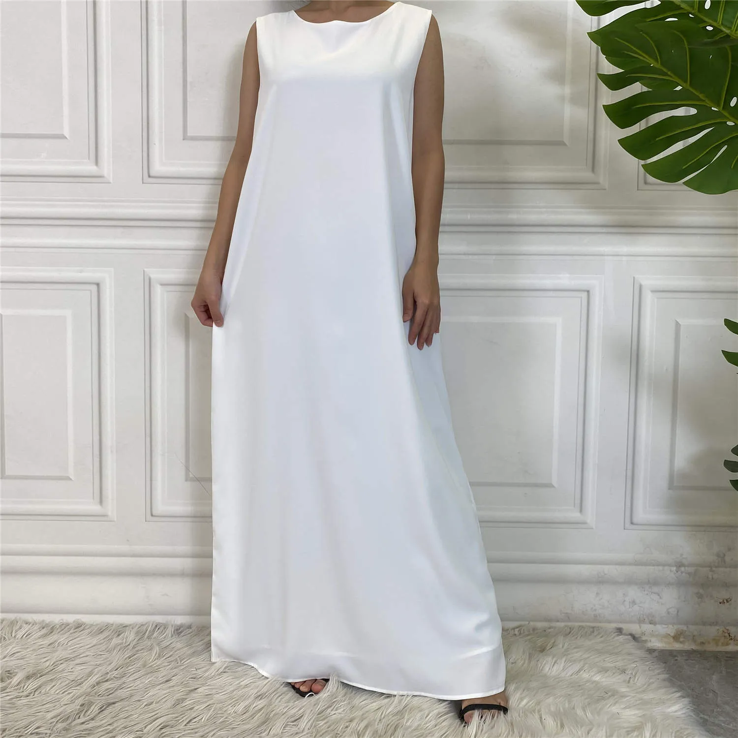 White Sleeveless Slip Dress