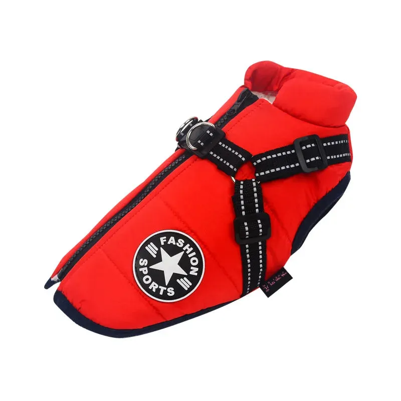 Winter Fleece Dog Jacket with Integrated Harness