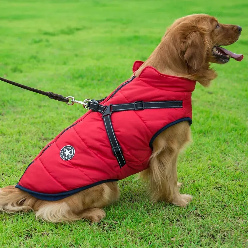 Winter Fleece Dog Jacket with Integrated Harness