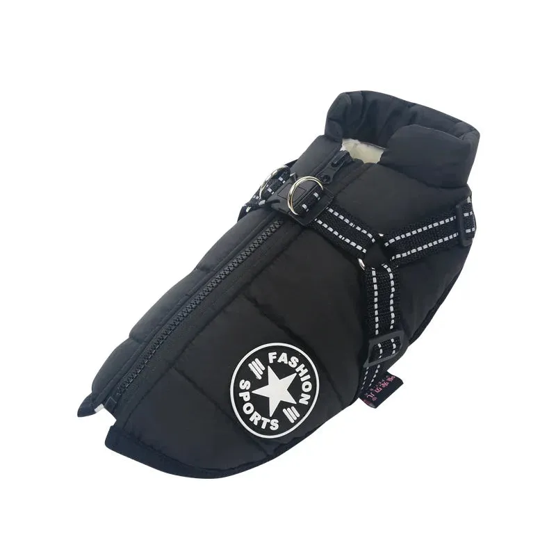Winter Fleece Dog Jacket with Integrated Harness