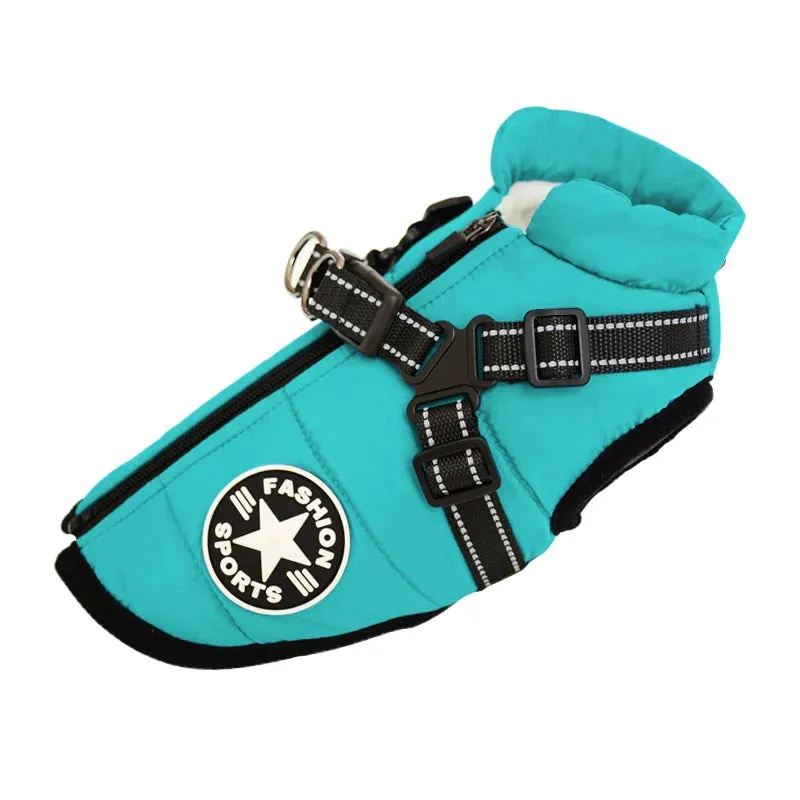 Winter Fleece Dog Jacket with Integrated Harness