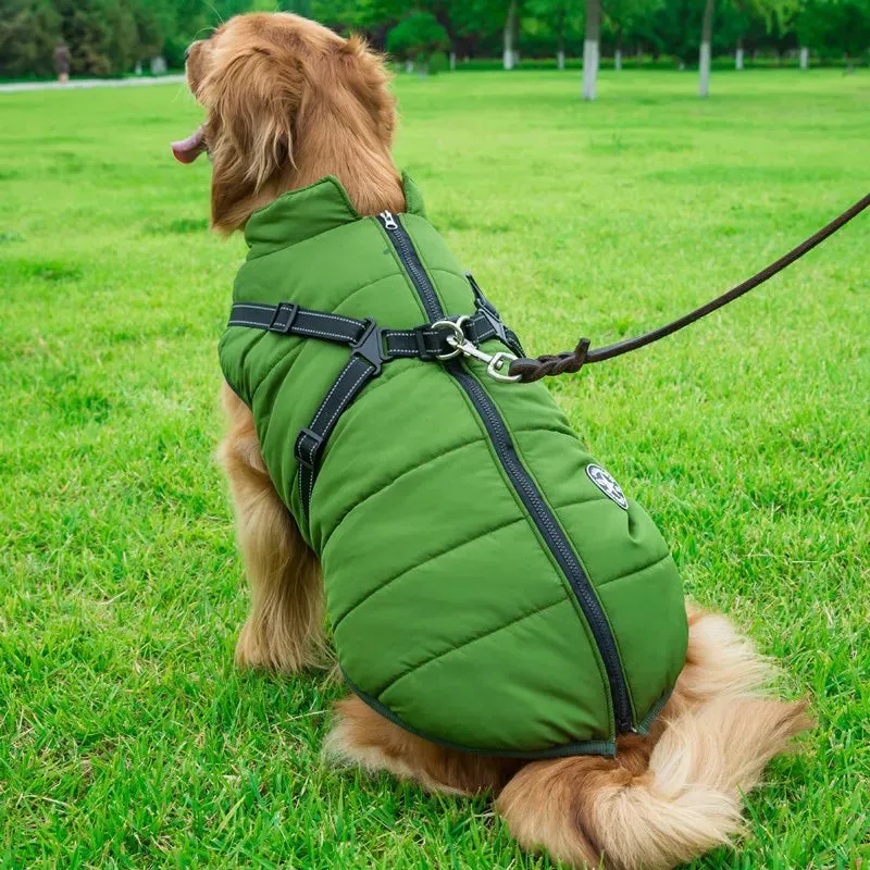 Winter Fleece Dog Jacket with Integrated Harness