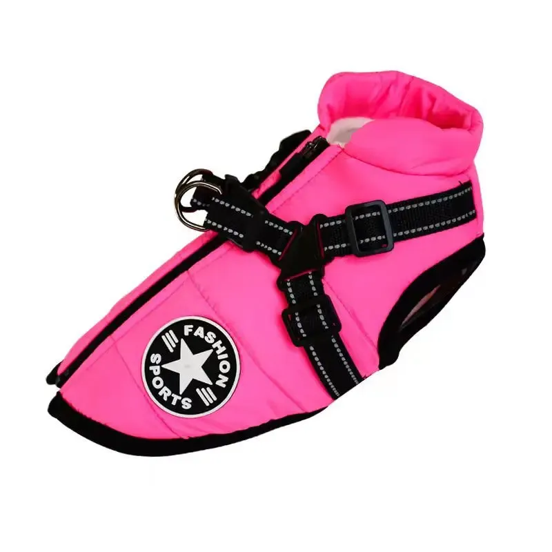 Winter Fleece Dog Jacket with Integrated Harness