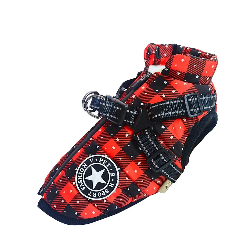 Winter Fleece Dog Jacket with Integrated Harness