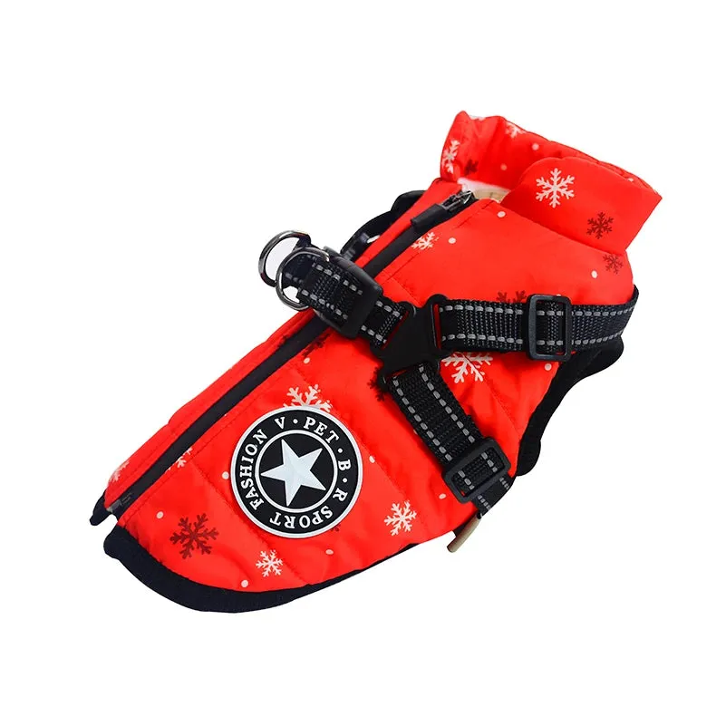 Winter Fleece Dog Jacket with Integrated Harness