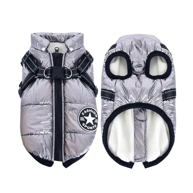 Winter Fleece Dog Jacket with Integrated Harness