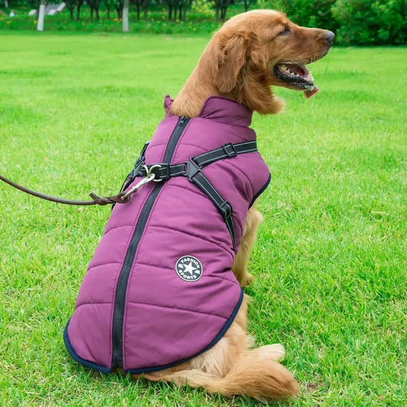 Winter Fleece Dog Jacket with Integrated Harness