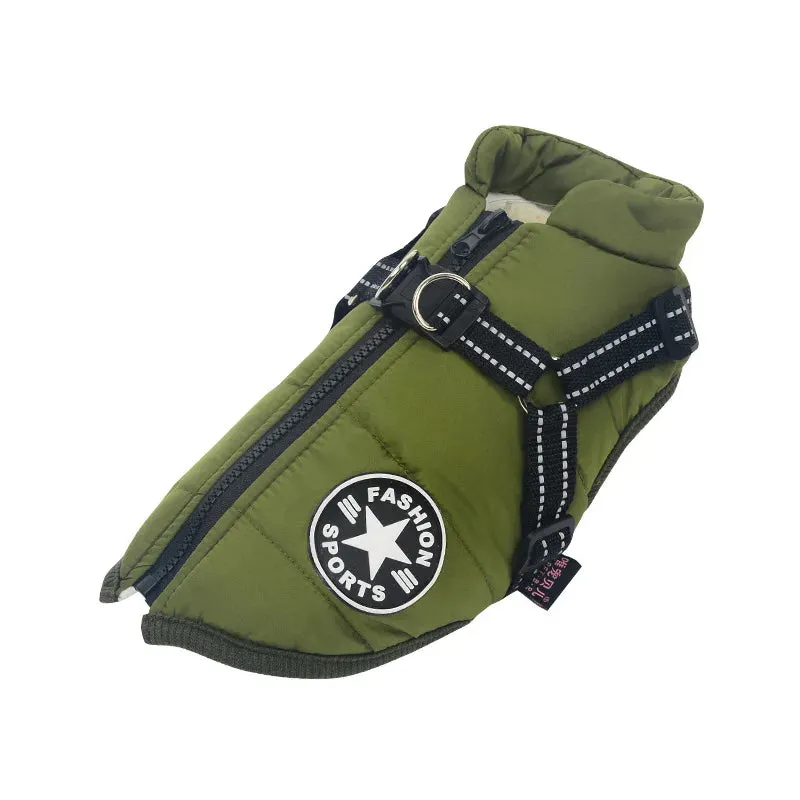 Winter Fleece Dog Jacket with Integrated Harness