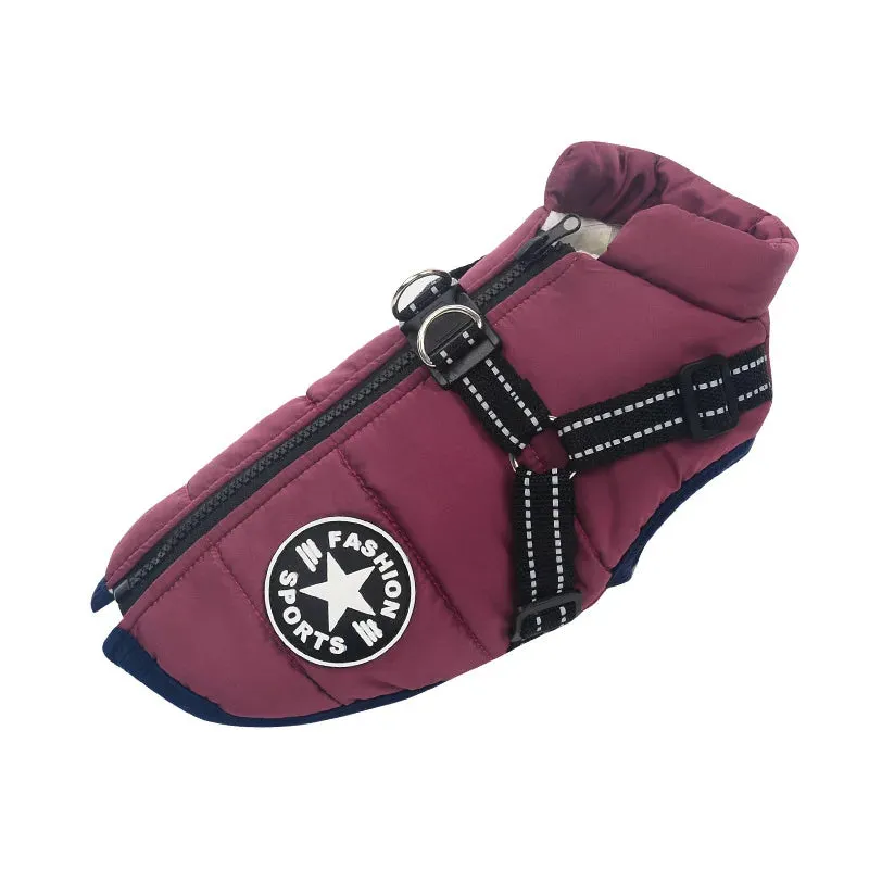 Winter Fleece Dog Jacket with Integrated Harness