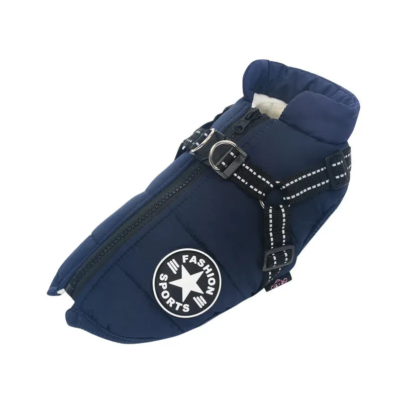Winter Fleece Dog Jacket with Integrated Harness